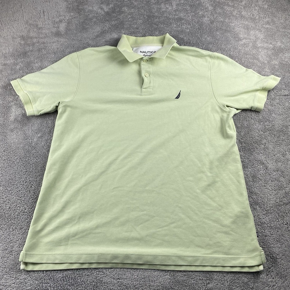 Nautica Polo Shirt Mens Large Lime Green Lightweight‎ Casual Golf Outdoor Logo